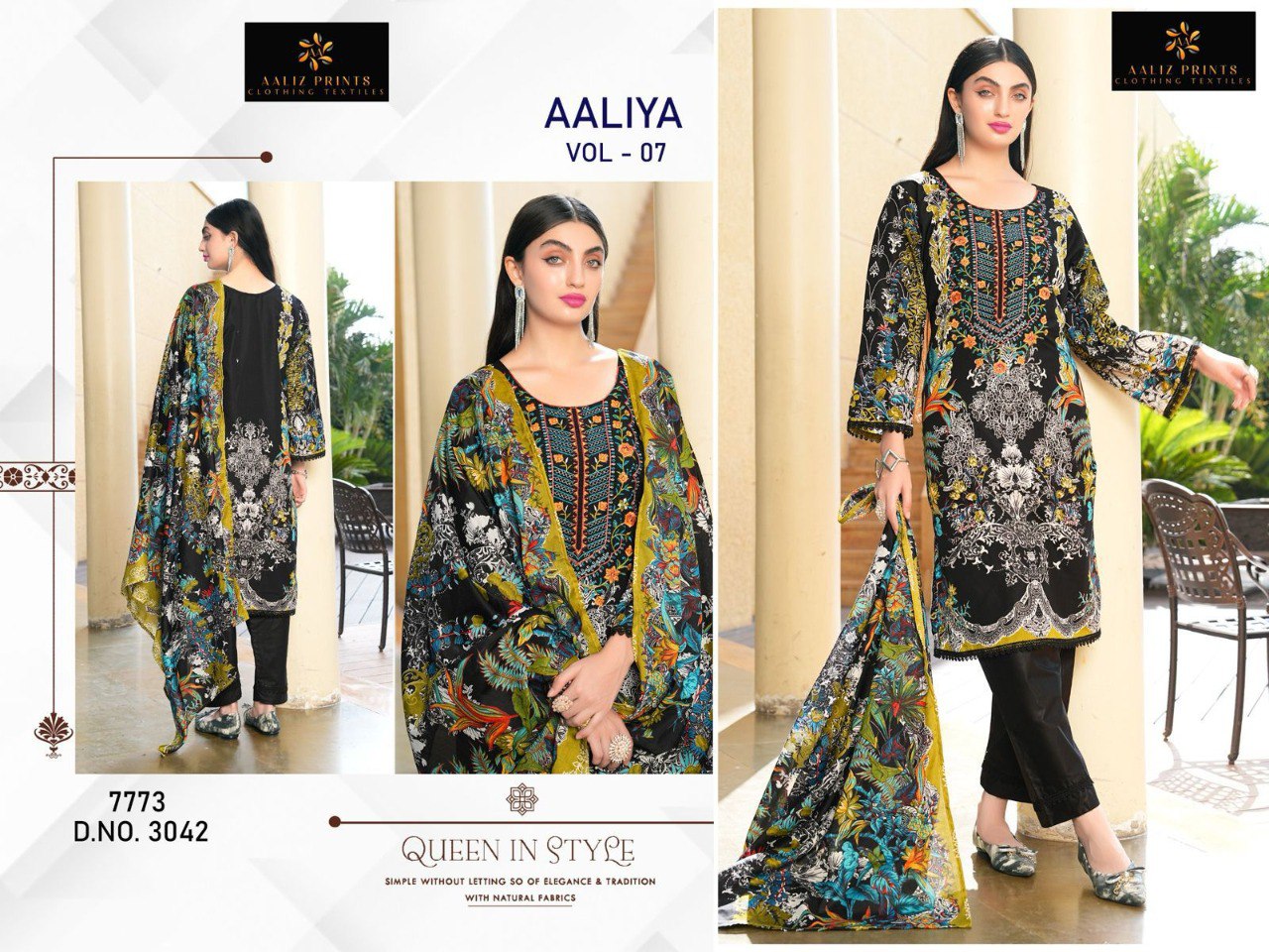 3042 Aaliya Vol 7 Aaliz Print Printed Karachi Unstitched Suits