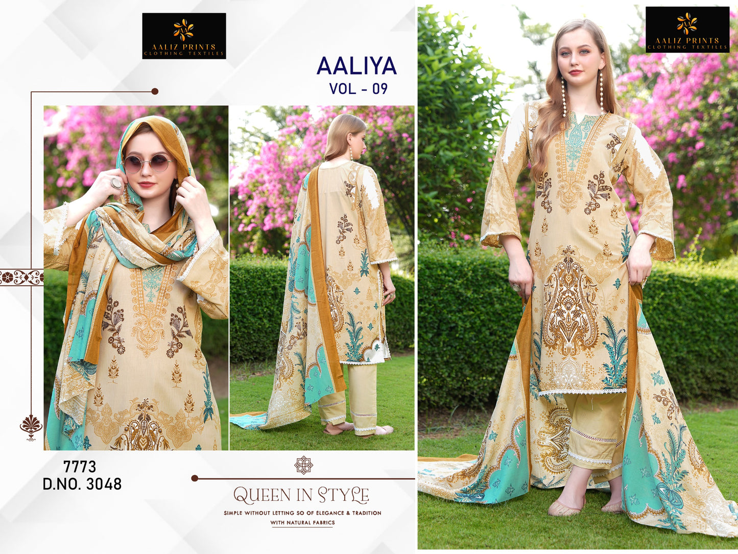 3048 Aaliya Vol 9 Aaliz Print Printed Karachi Unstitched Suits