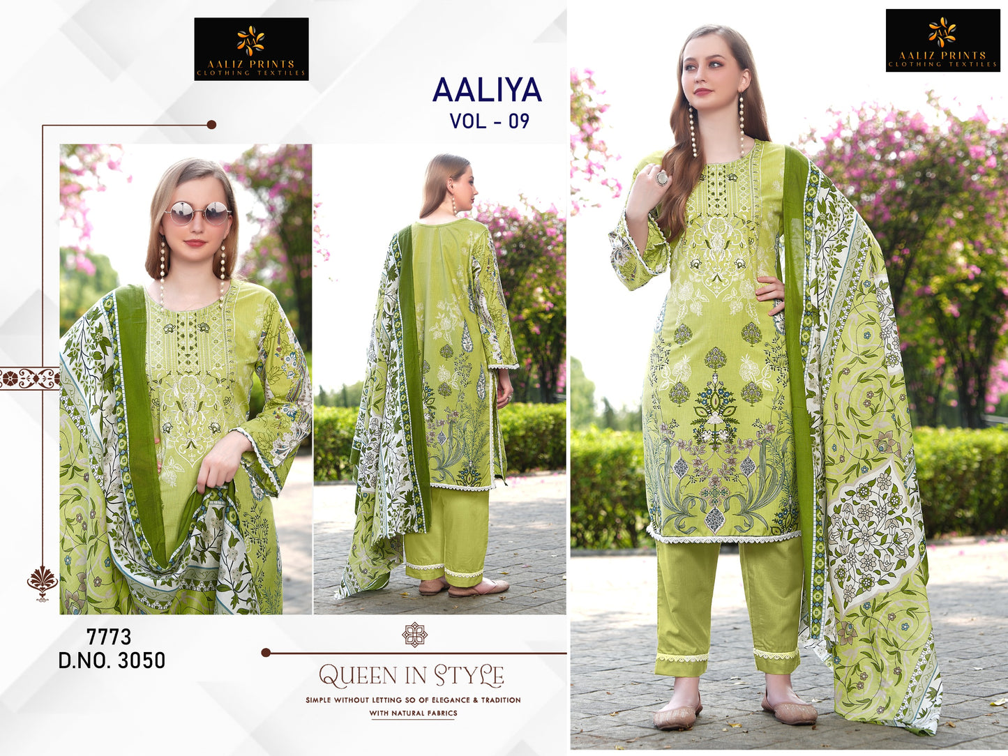 3050 Aaliya Vol 9 Aaliz Print Printed Karachi Unstitched Suits