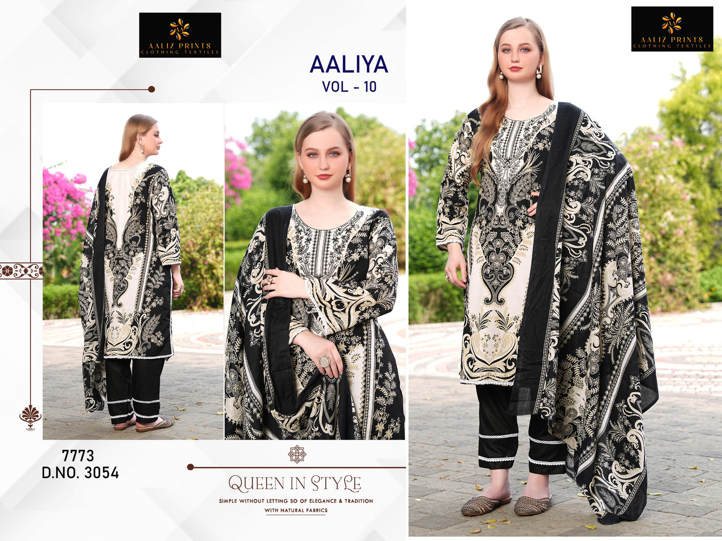 3054 Aaliya Vol 10 Aaliz Print Printed Karachi Unstitched Suits