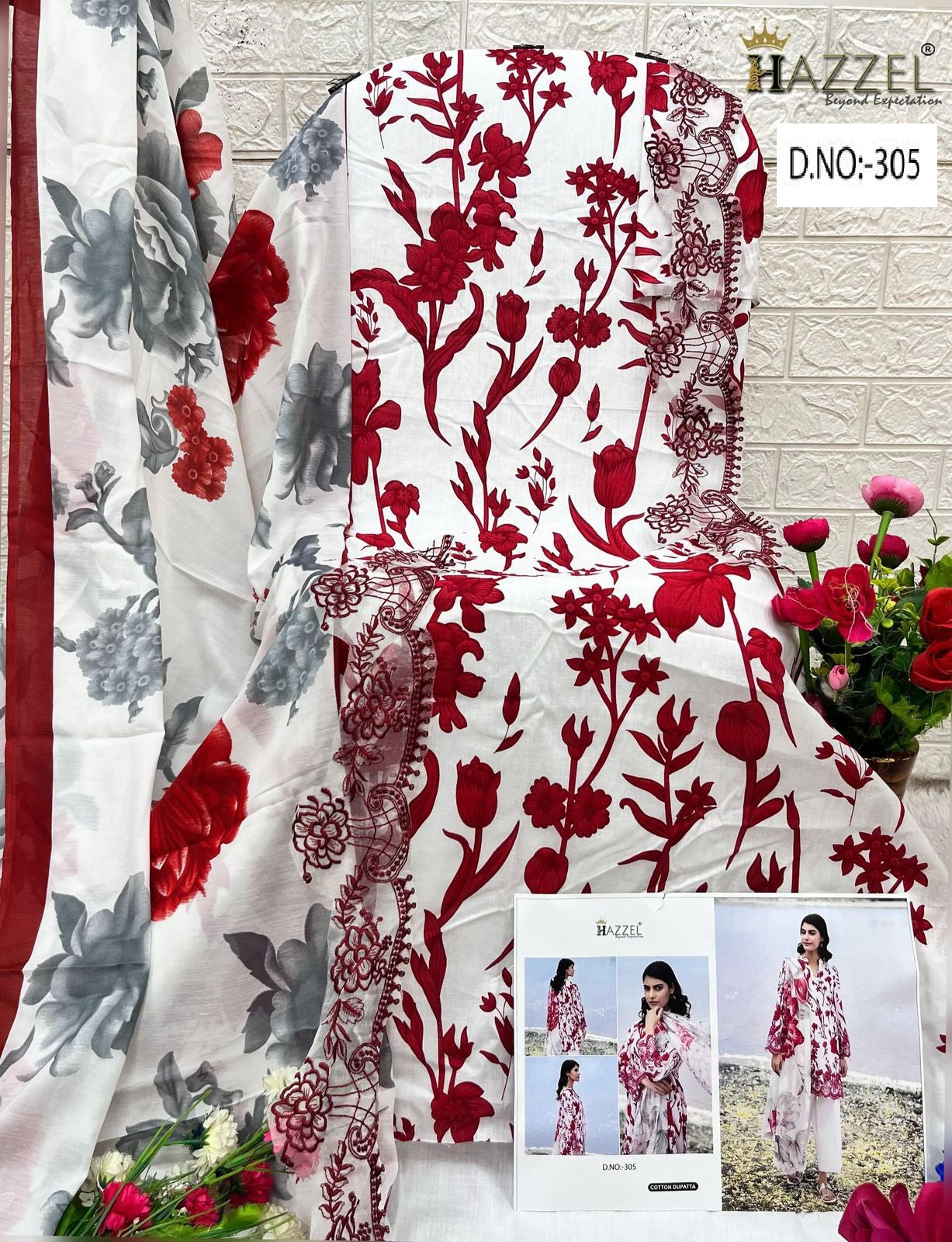 305 Hazzel Embroidery Pakistani Patch Suits