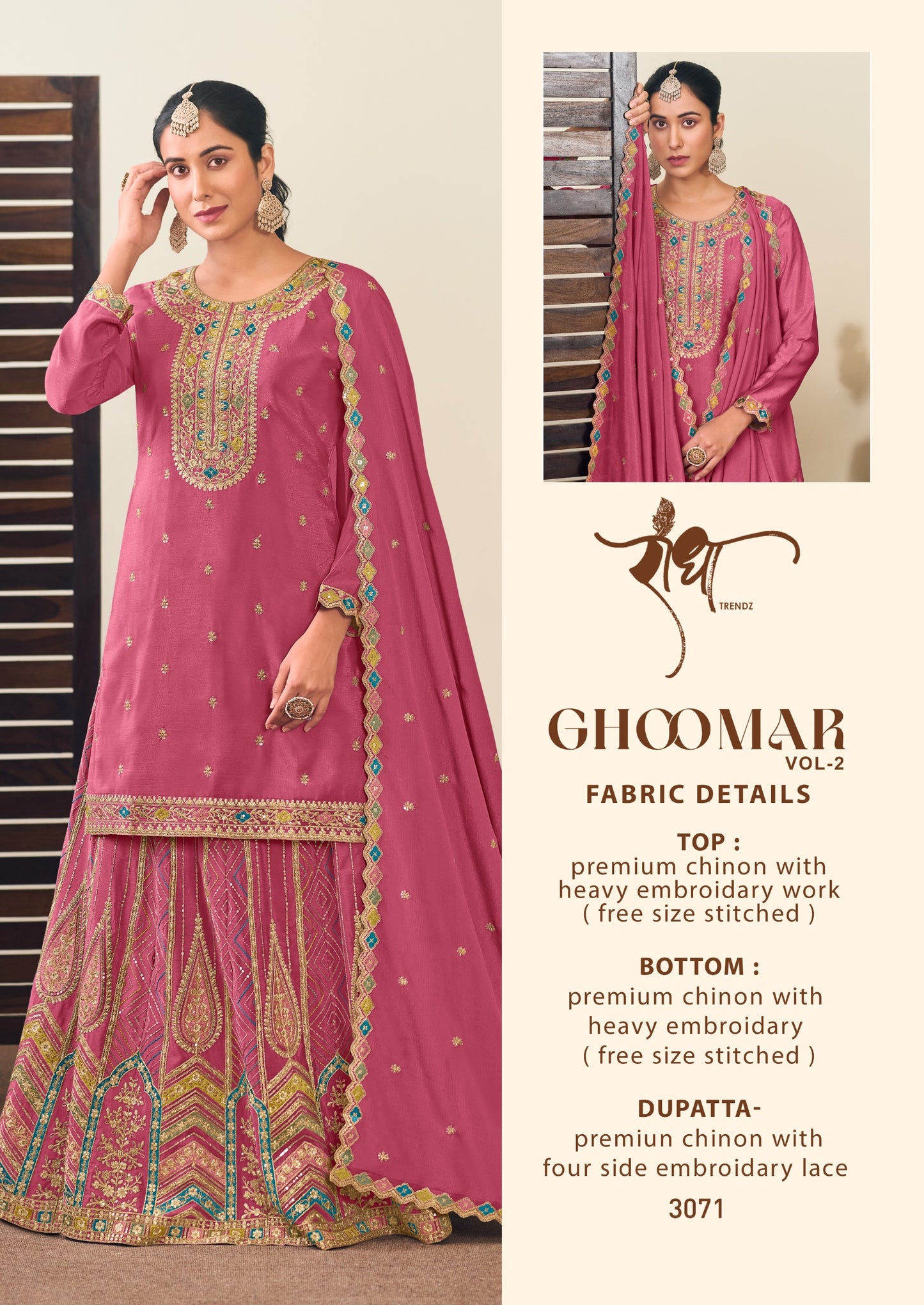 3071 Ghoomar Vol 2 Radha Trendz Premium Chinon Readymade Suits