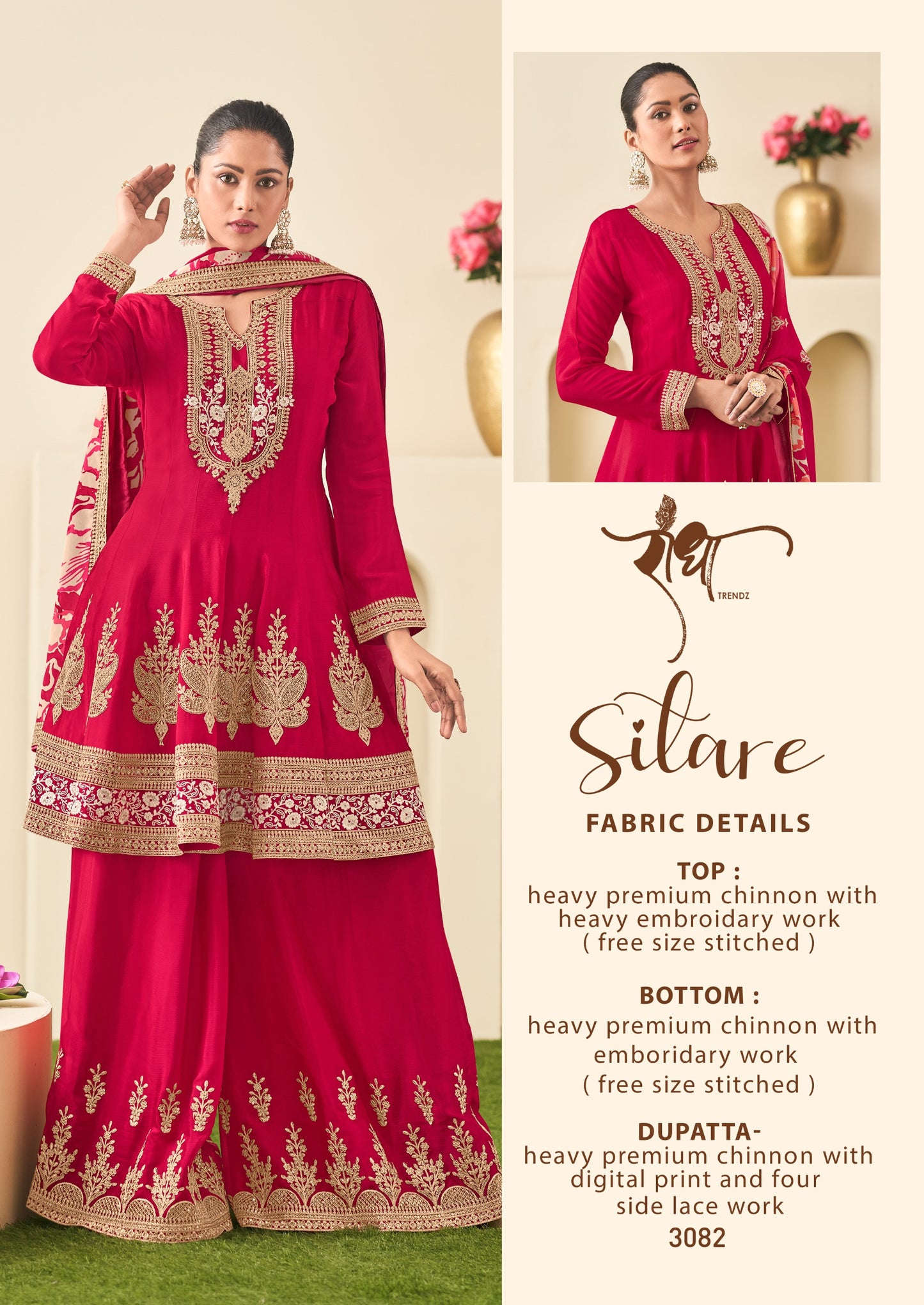 3082 Sitare Radha Trendz Premium Chinon Readymade Suits