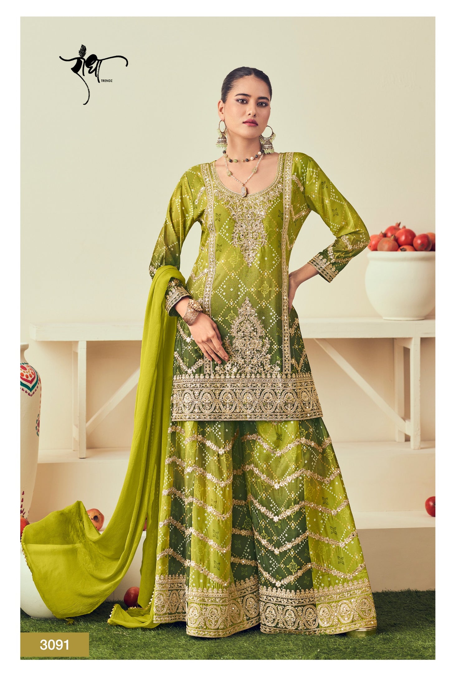 3091 Rangmahal Radha Trendz Premium Chinon Readymade Suits