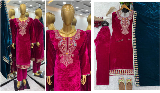 3095 Aadhya Designer Embroidery Velvet Suits