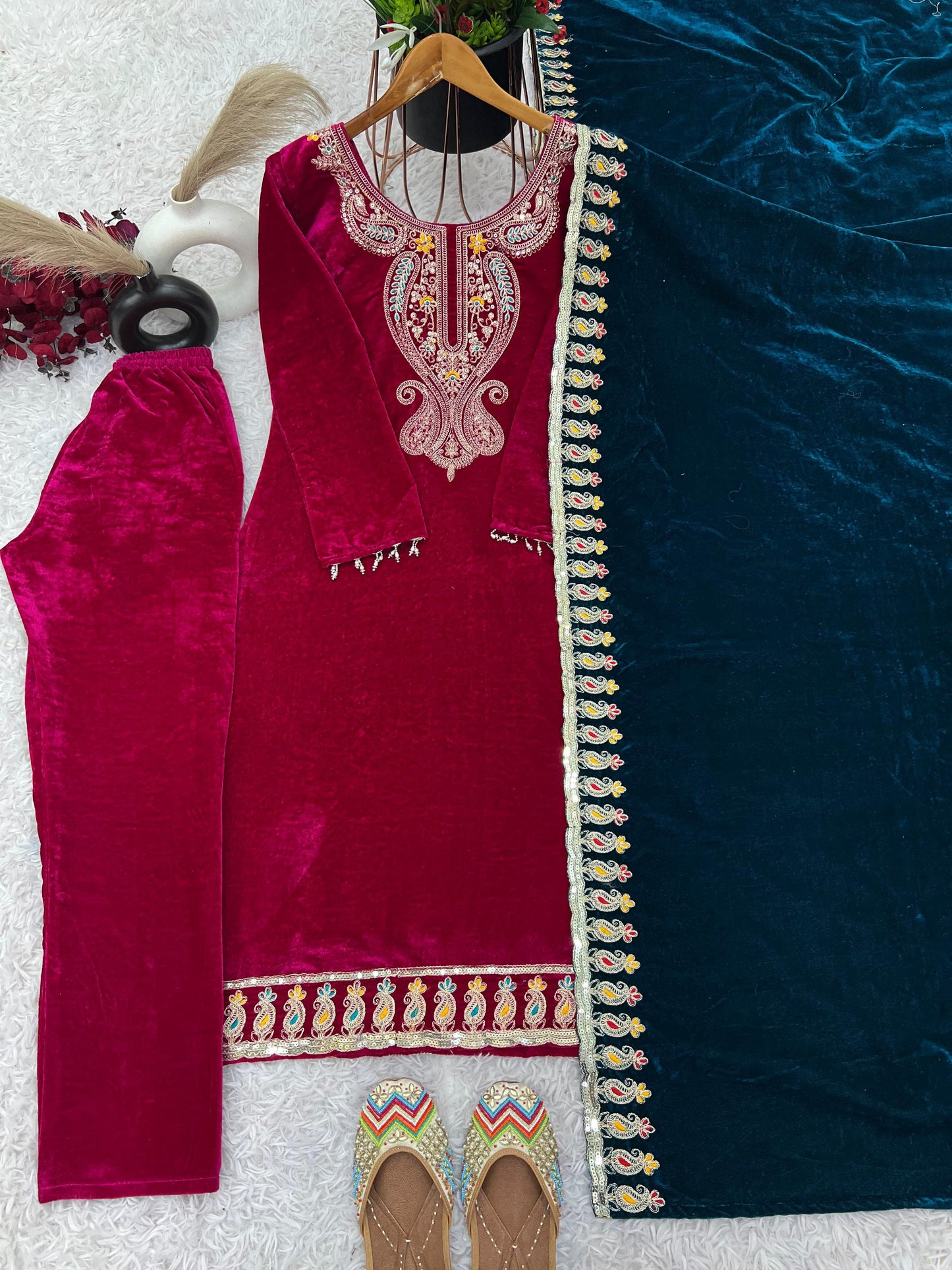 3095 Aadhya Designer Embroidery Velvet Suits