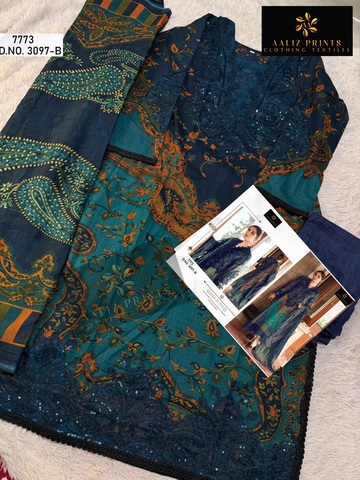3097-B Aaliz Print Embroidery Pakistani Patch Suits