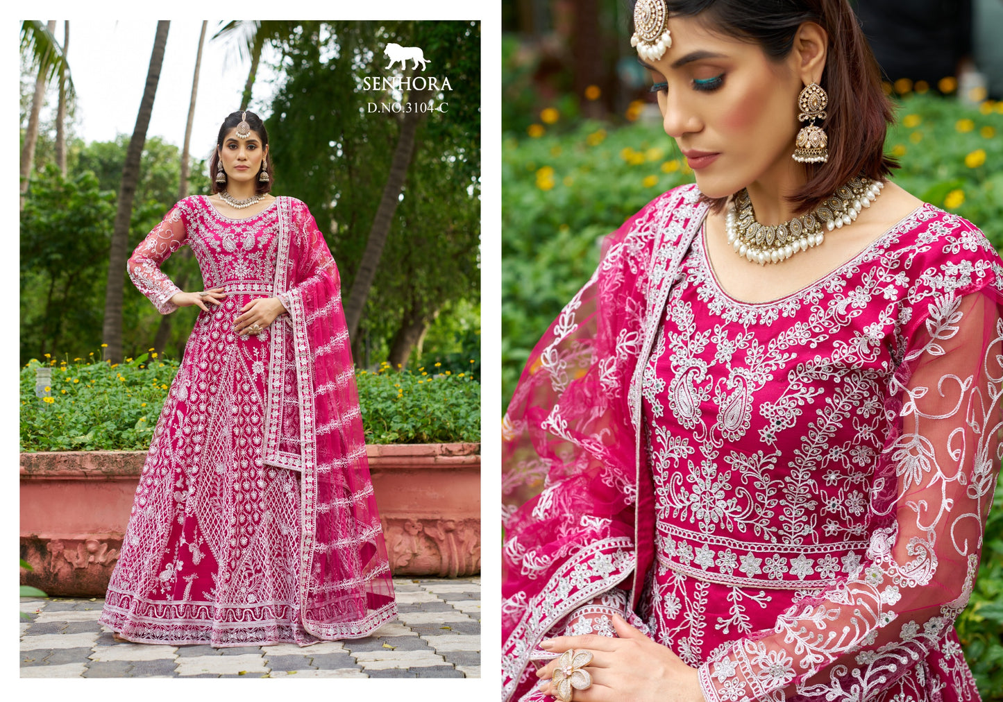 3104-A Pink Senhora Anarkali Gown Dupatta Set