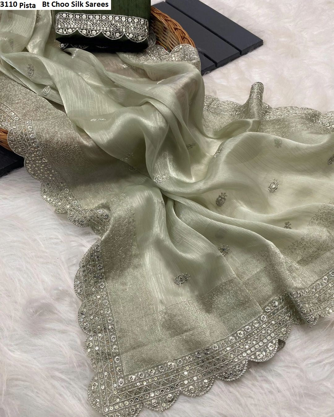 3110 Pista Bt Choo Silk Sarees