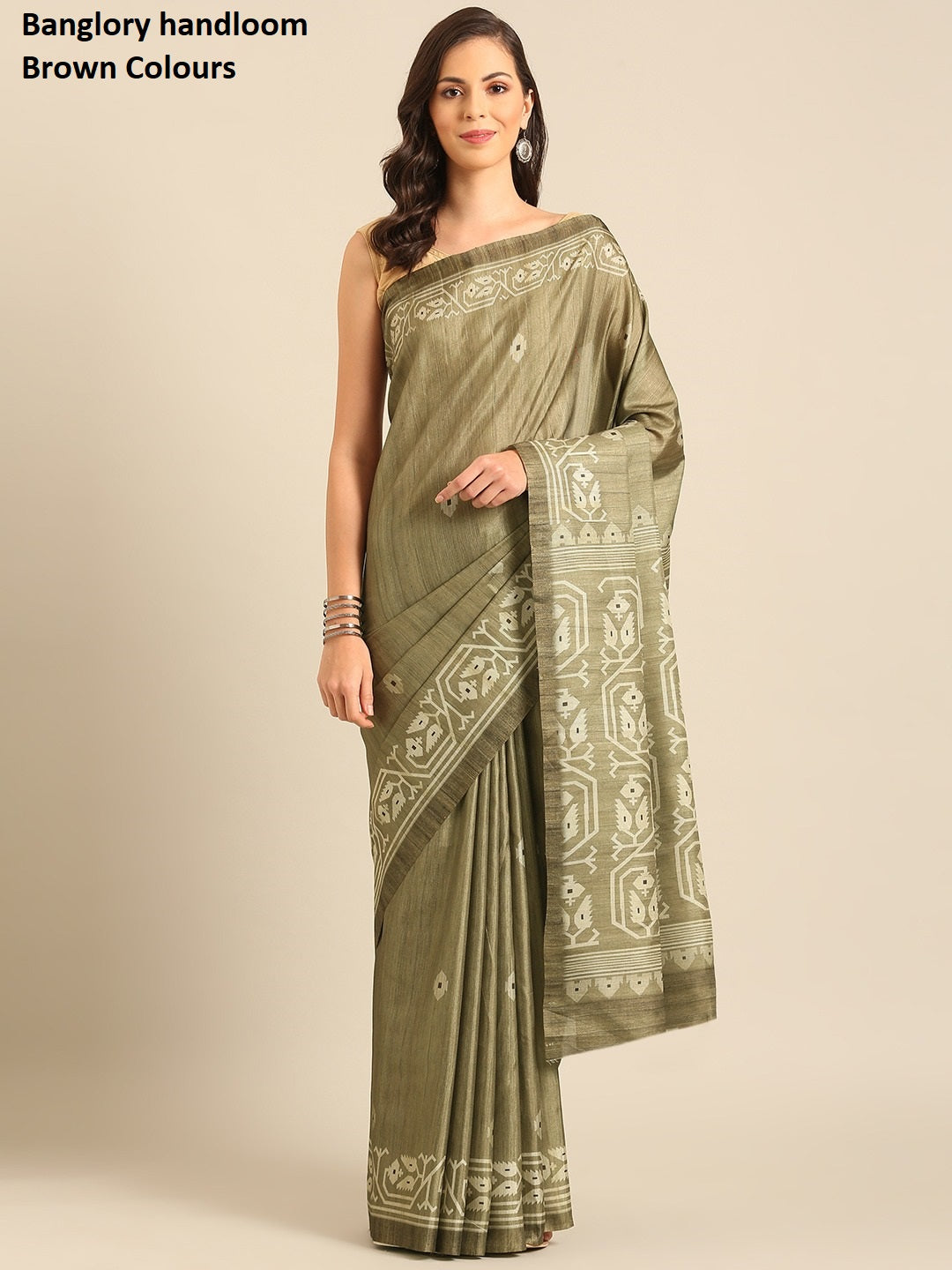 Banglory Handloom Brown Bunawat Sarees