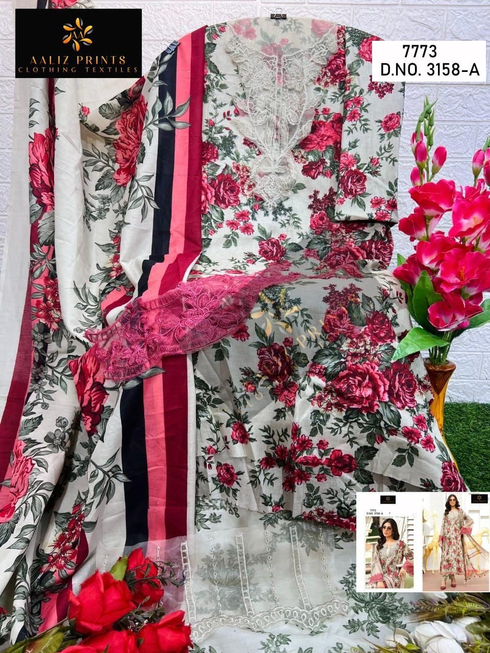 3158-A Aaliz Print Embroidery Pakistani Salwar Suits