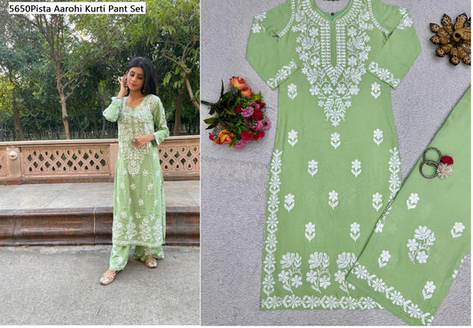 5650Pista Aarohi Kurti Pant Set