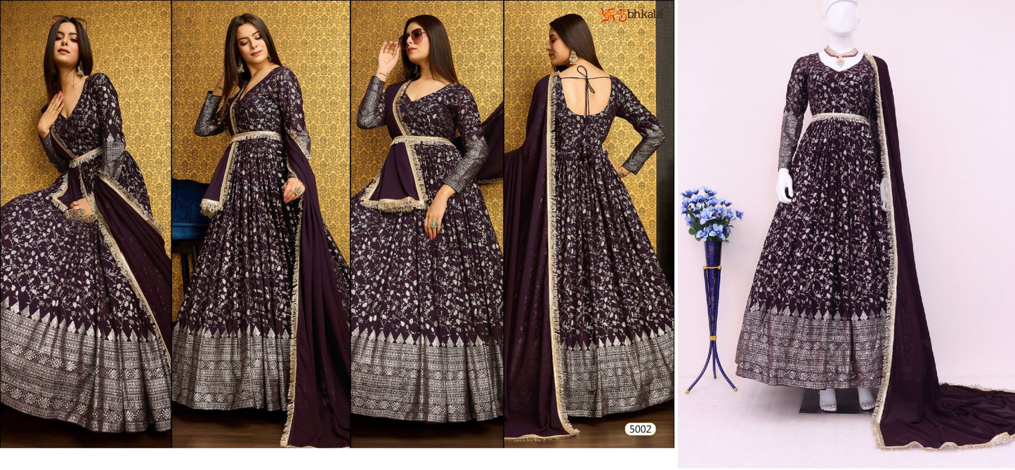 5002 Flory Vol 44 Shubhkala Gown Dupatta Set