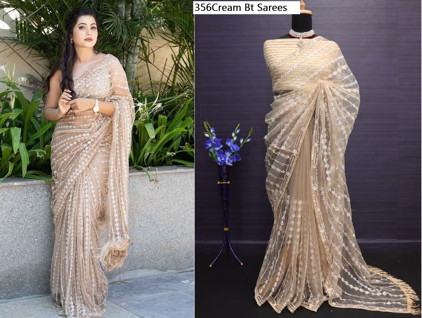 356Off White Bt Sarees