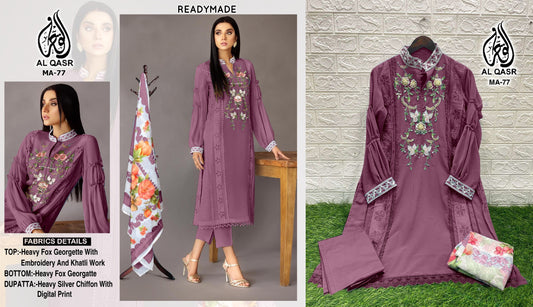 Ma-77 Purple Al Qasr Pakistani Readymade Suits