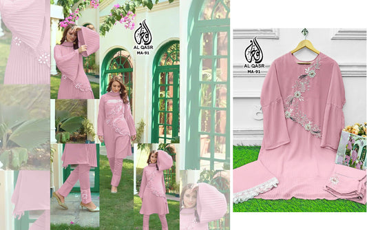 Ma-91Pink Al Qasr Pakistani Readymade Suits