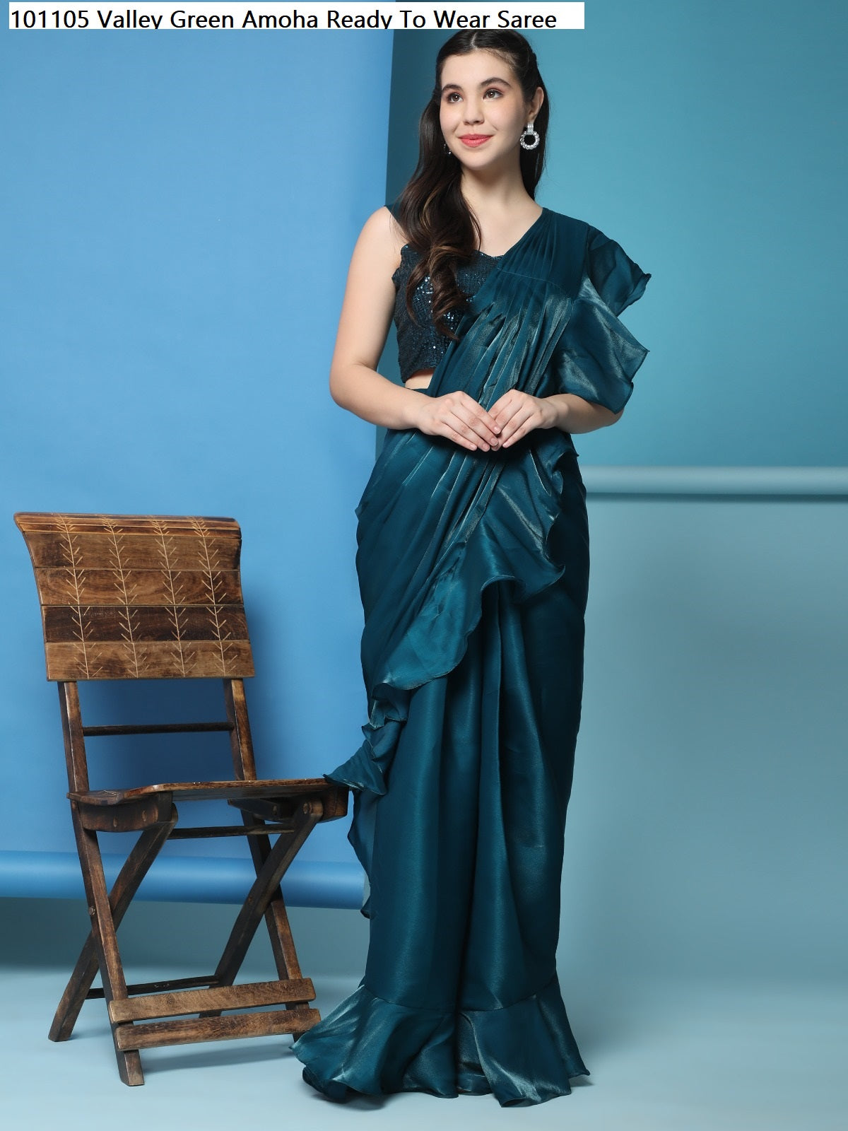 101105 Peach Amoha Ready To Wear Saree