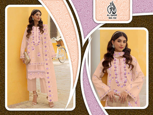 Ma-102Peach Al Qasr Pakistani Readymade Suits
