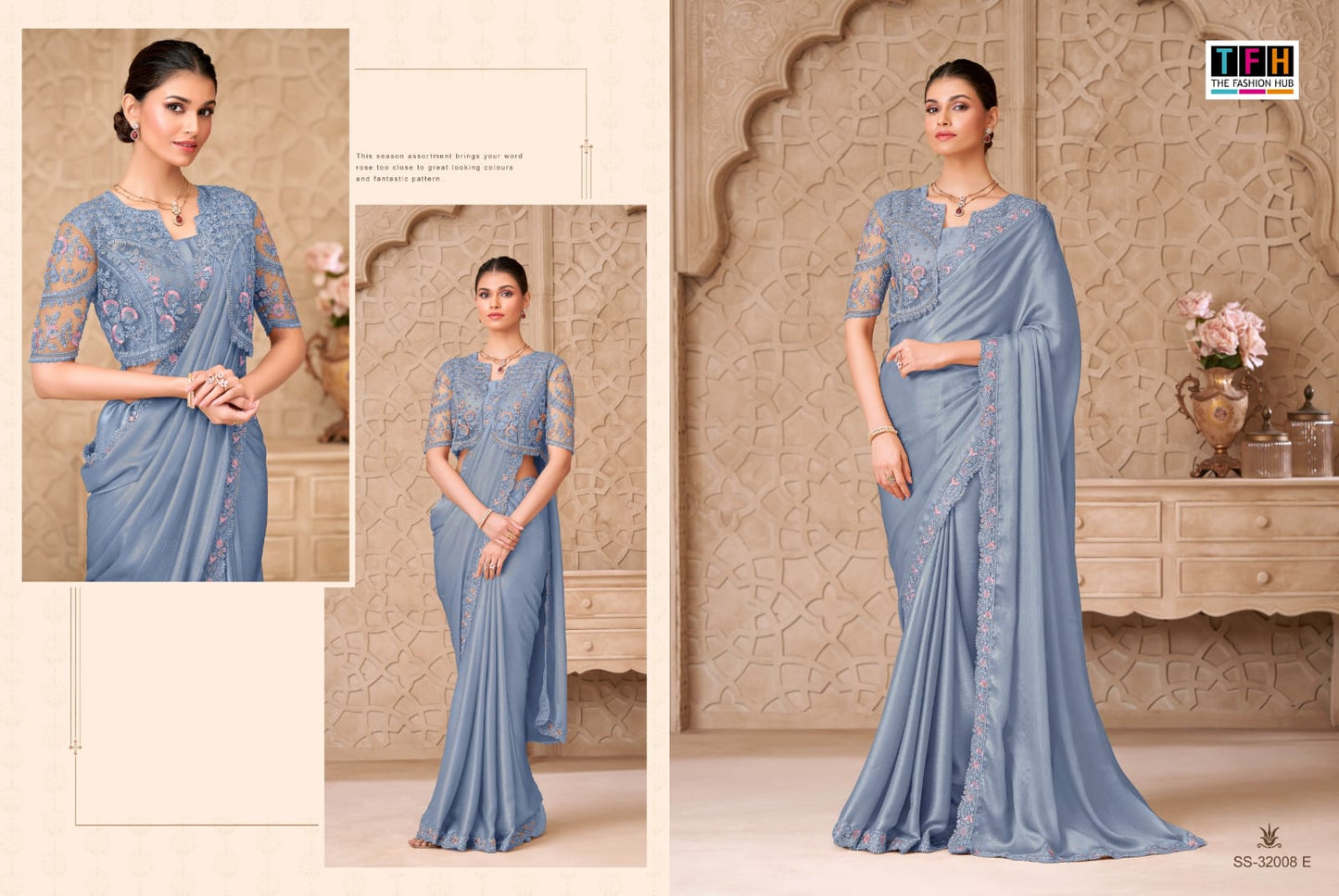 32008-E Silver Screen Tfh Satin Sarees