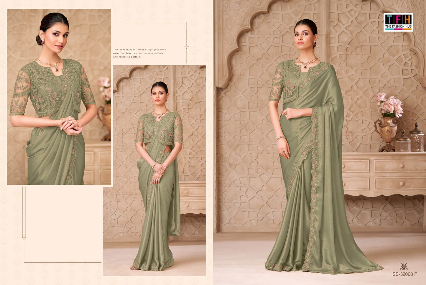 32008-F Silver Screen Tfh Satin Sarees