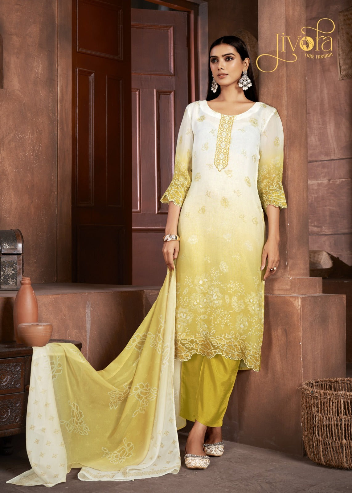 3203 Ice Blue Jivora Pure Organza Readymade Suits