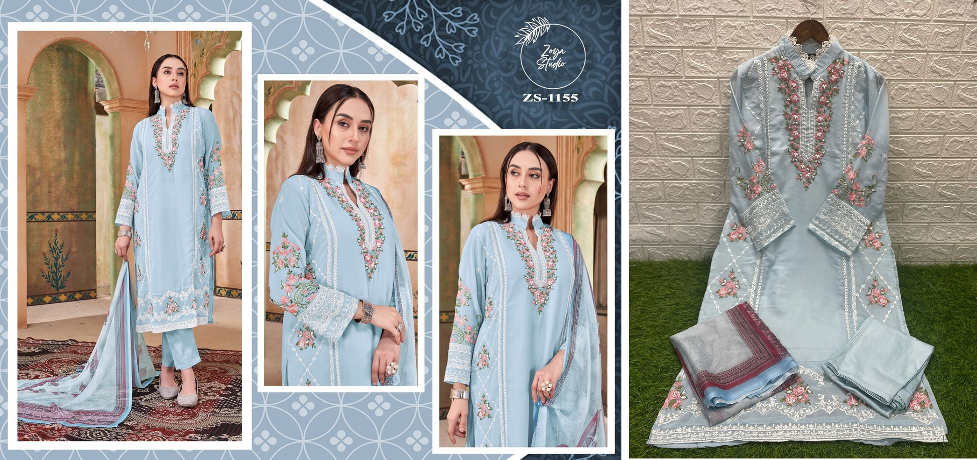 1155 Sky Blue Zoya Studio Pakistani Readymade Suits