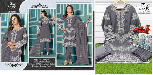272718Gray Al Zain Pakistani Readymade Suits