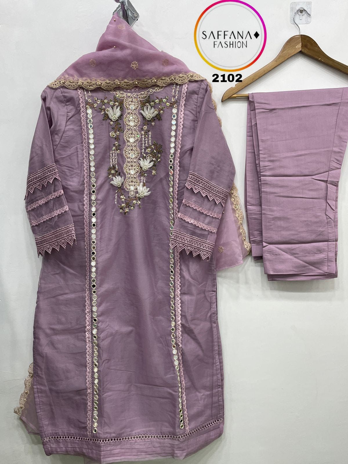 2102Lavendar Saffana Pakistani Readymade Suits