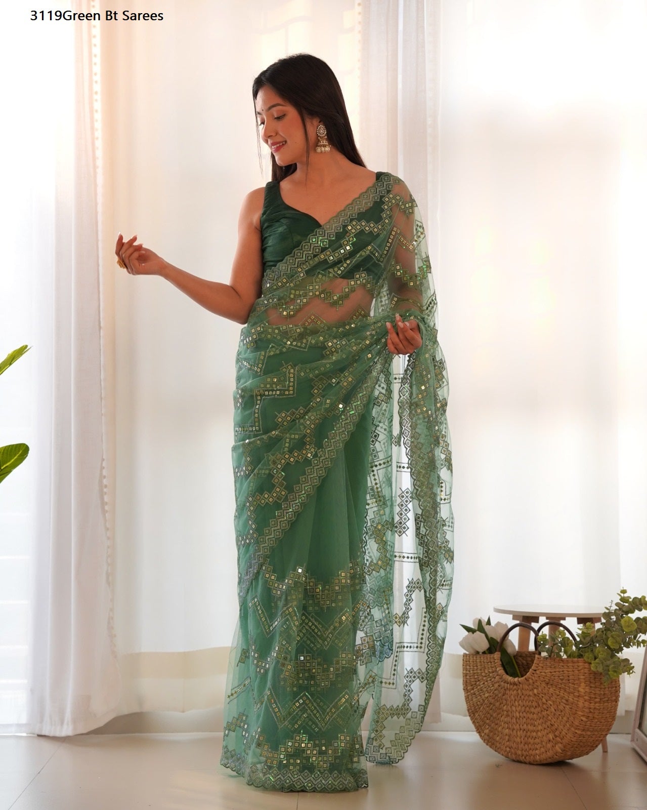 3119Green Bt Sarees