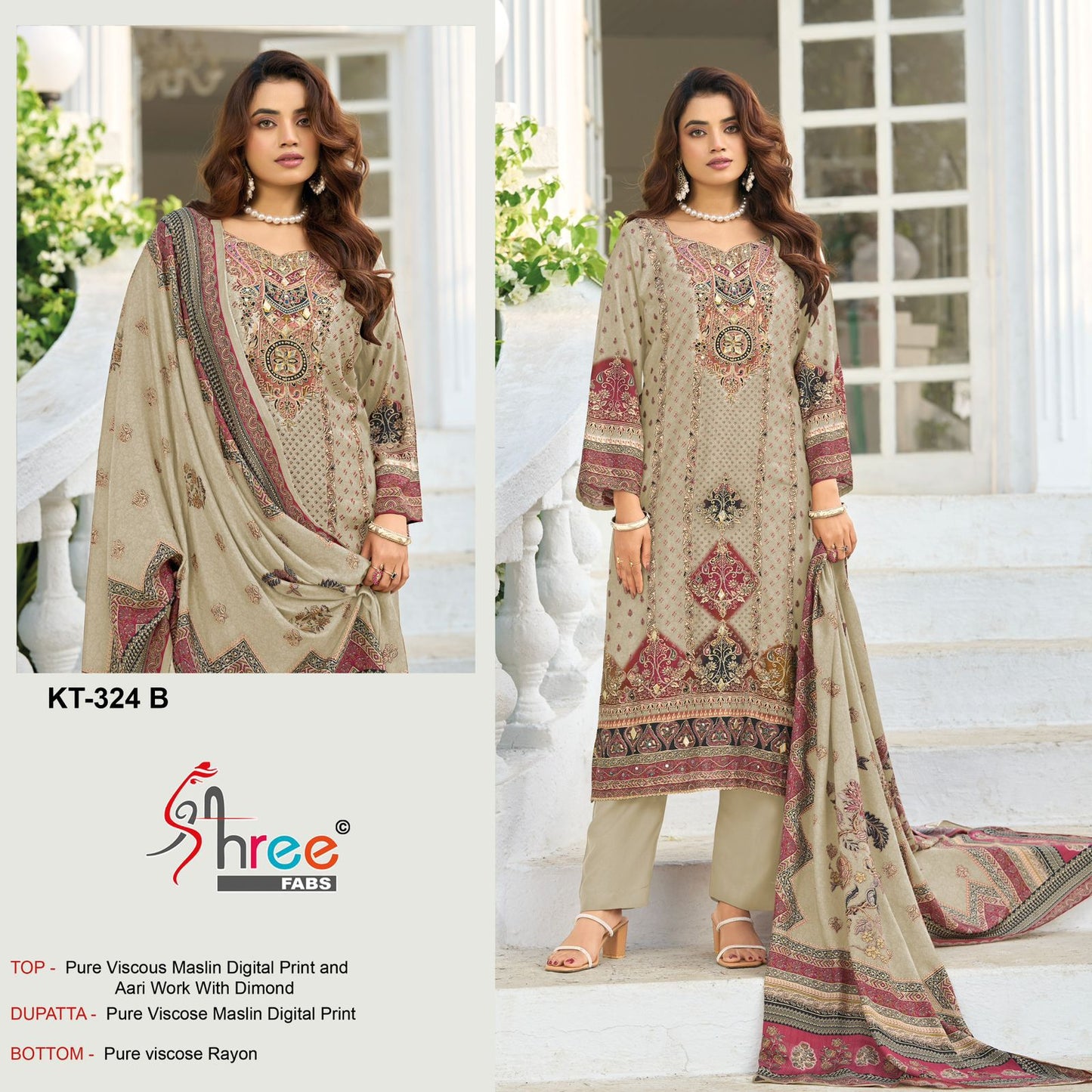 324-B Shree Fabs Pure Viscose Pakistani Salwar Suits