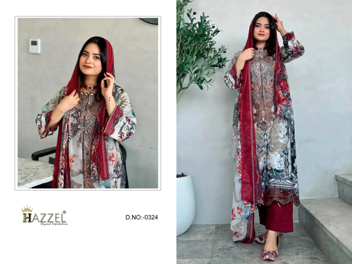 324 Hazzel Printed Pakistani Patch Suits