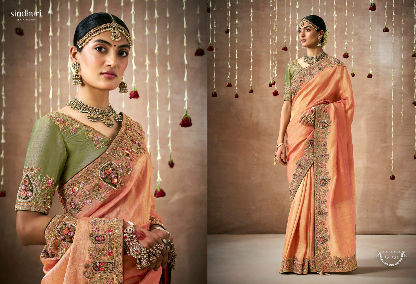 327 Dulhan Sindhuri Tissue Silk Sarees