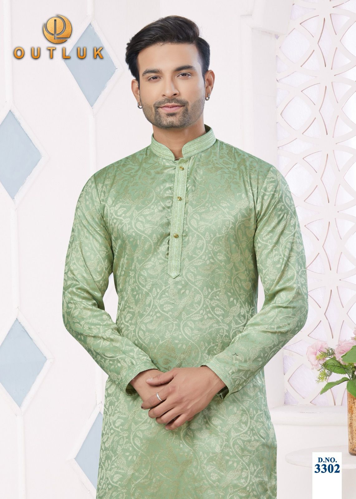 3302 Wedding Collection Vol 33 Outluk Jacquard Mens Kurta Pyjama