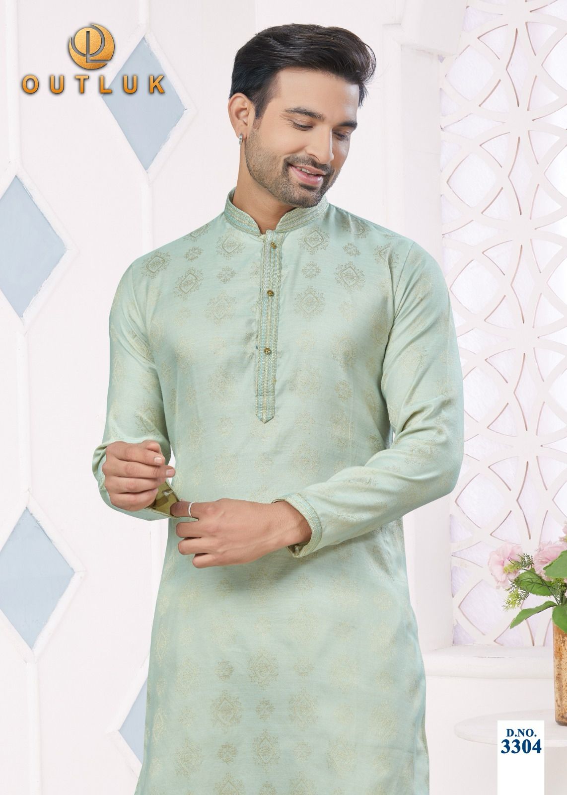 3304 Wedding Collection Vol 33 Outluk Jacquard Mens Kurta Pyjama