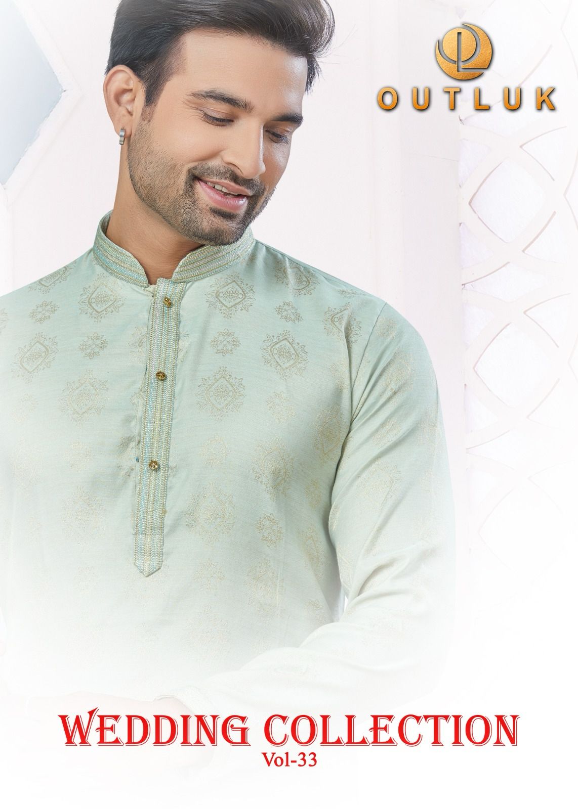 3304 Wedding Collection Vol 33 Outluk Jacquard Mens Kurta Pyjama