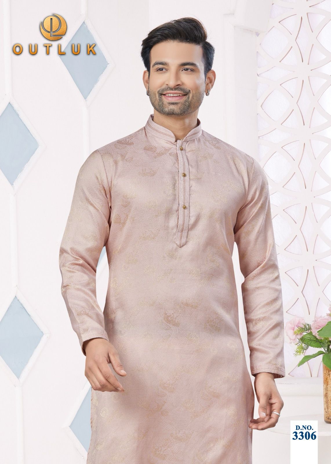 3306 Wedding Collection Vol 33 Outluk Jacquard Mens Kurta Pyjama