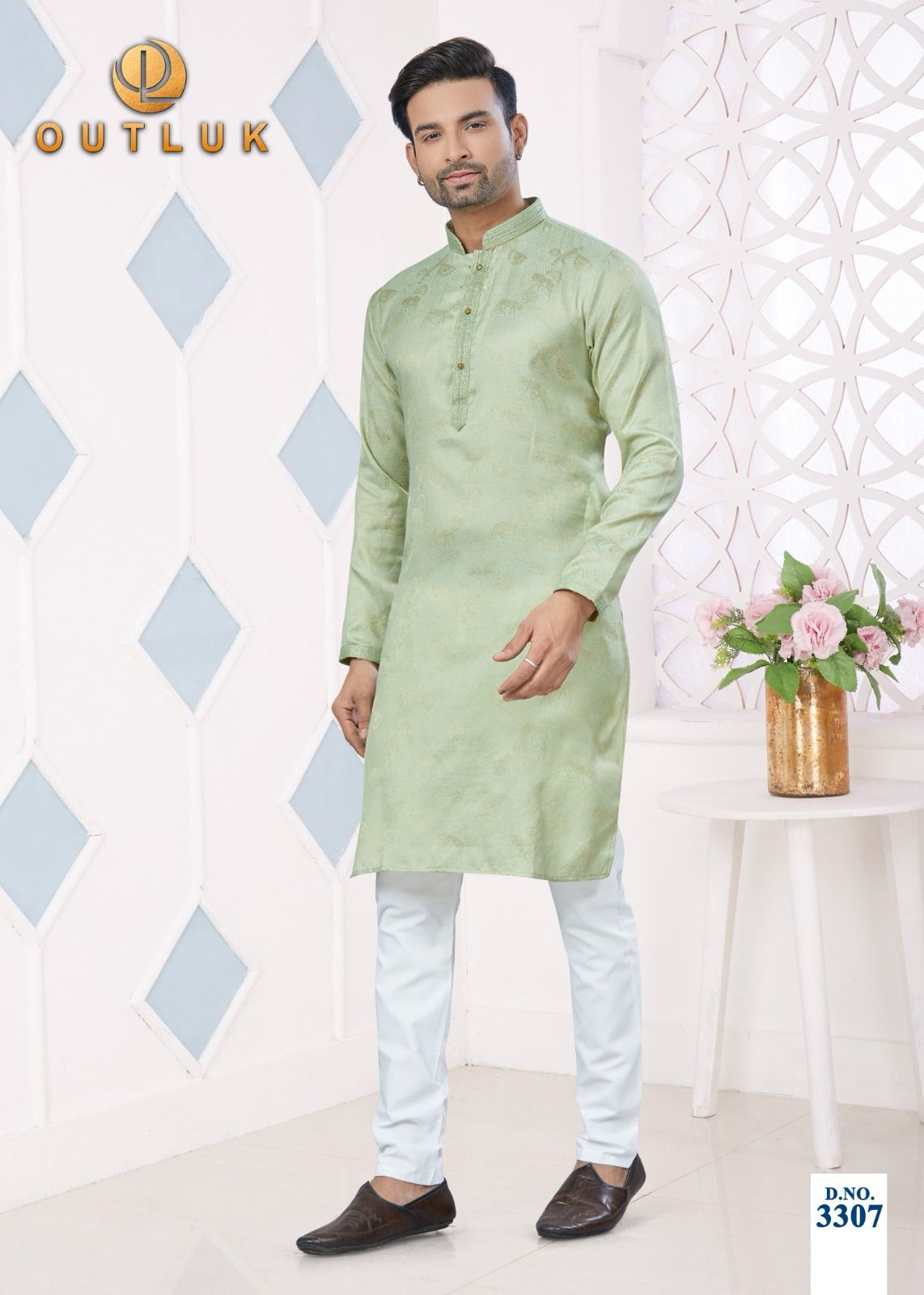 3307 Wedding Collection Vol 33 Outluk Jacquard Mens Kurta Pyjama