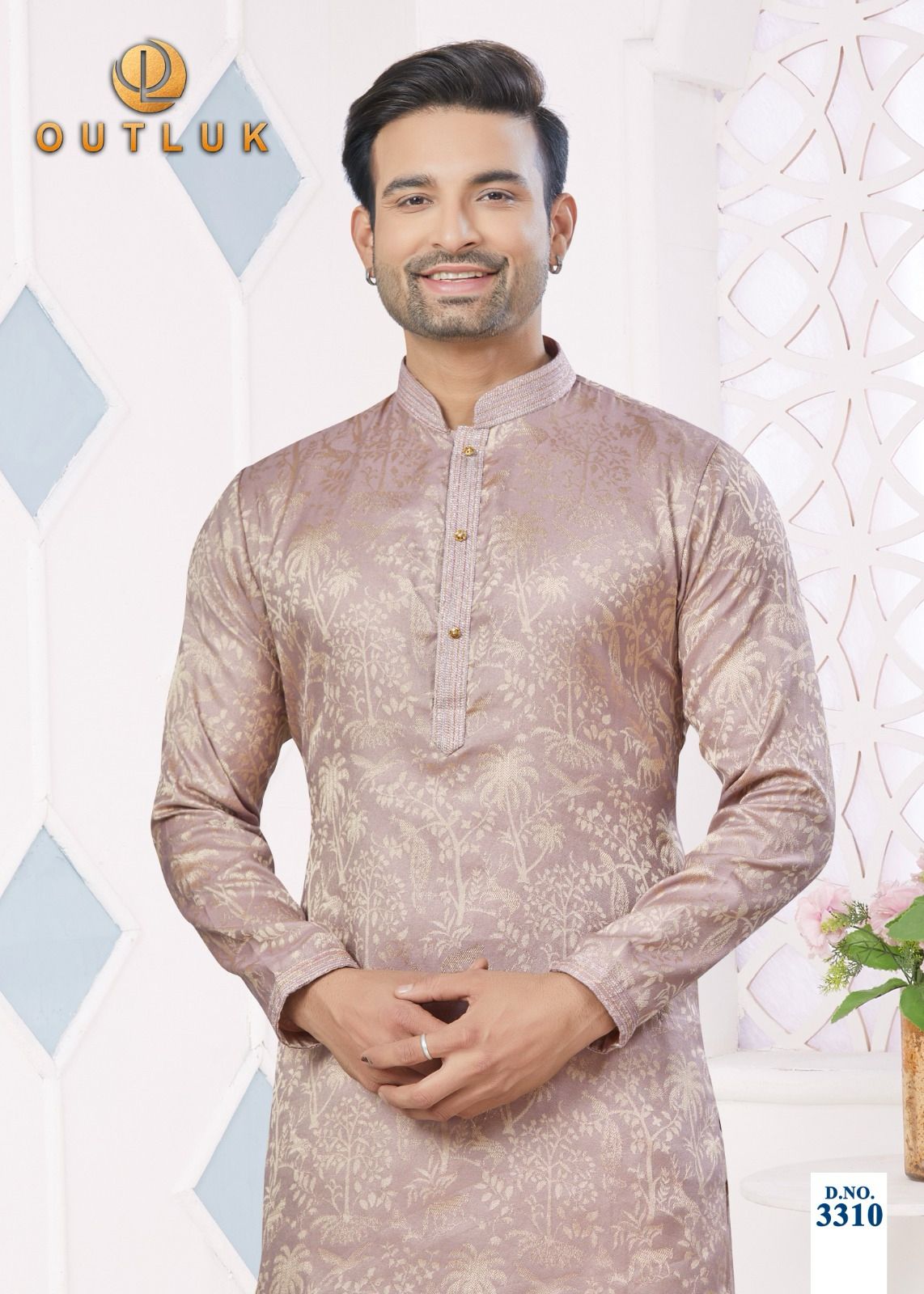 3310 Wedding Collection Vol 33 Outluk Jacquard Mens Kurta Pyjama