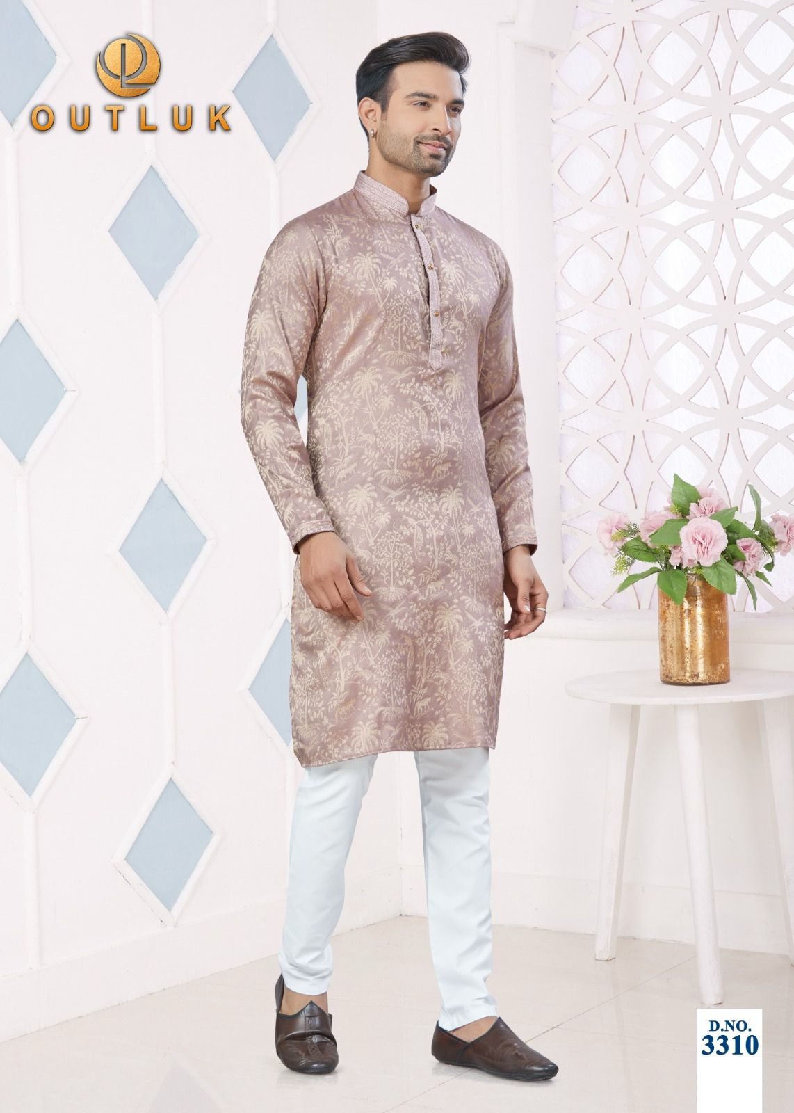 3310 Wedding Collection Vol 33 Outluk Jacquard Mens Kurta Pyjama