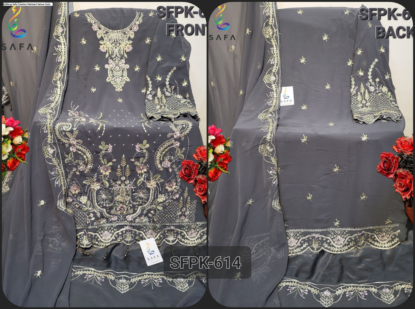 614Gray Safa Creation Pakistani Salwar Suits