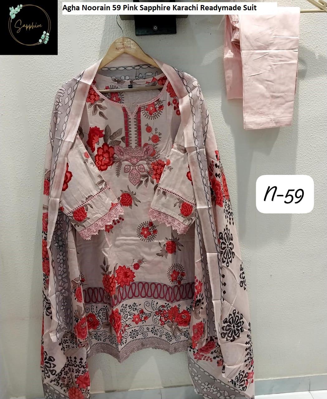 Agha Noorain 59 Pink Sapphire Karachi Readymade Suit