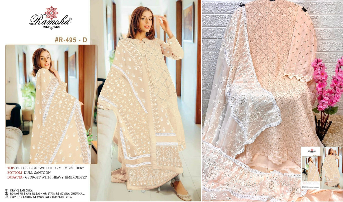 R-495-D Ramsha Pakistani Salwar Suits