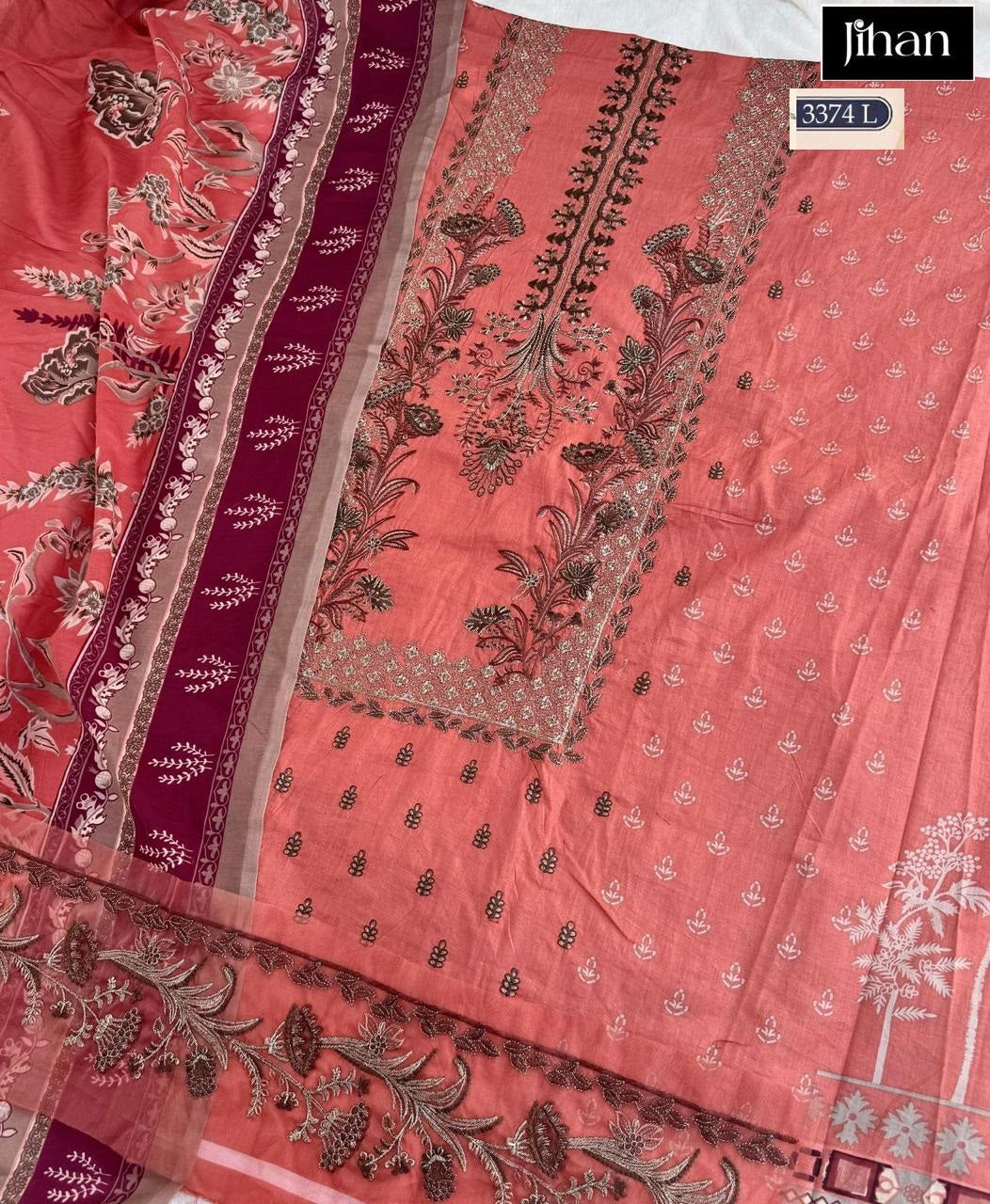 3374-L Jihan Embroidery Pakistani Patch Suits
