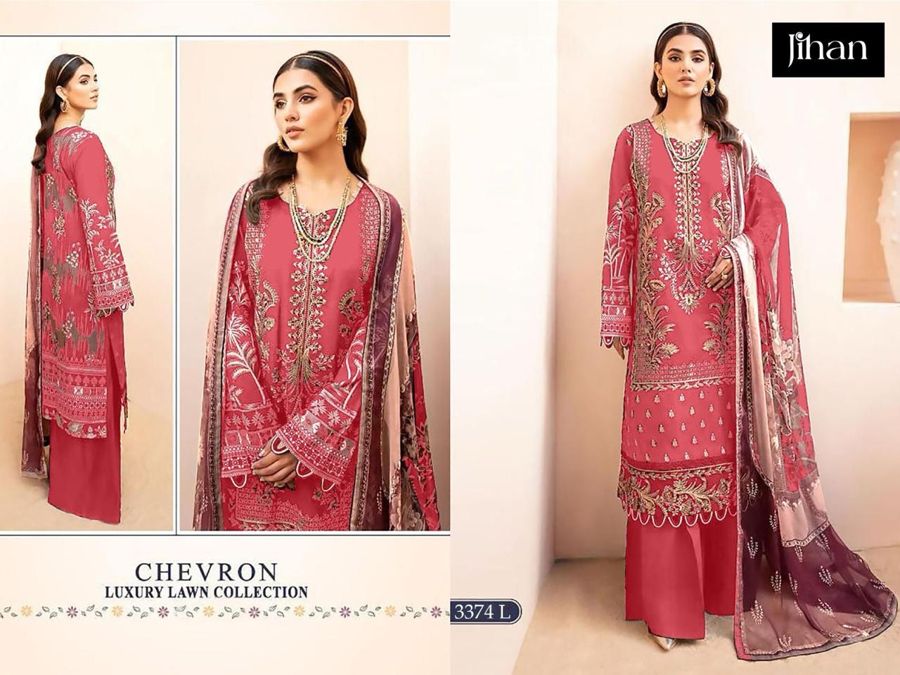 3374-L Jihan Embroidery Pakistani Patch Suits