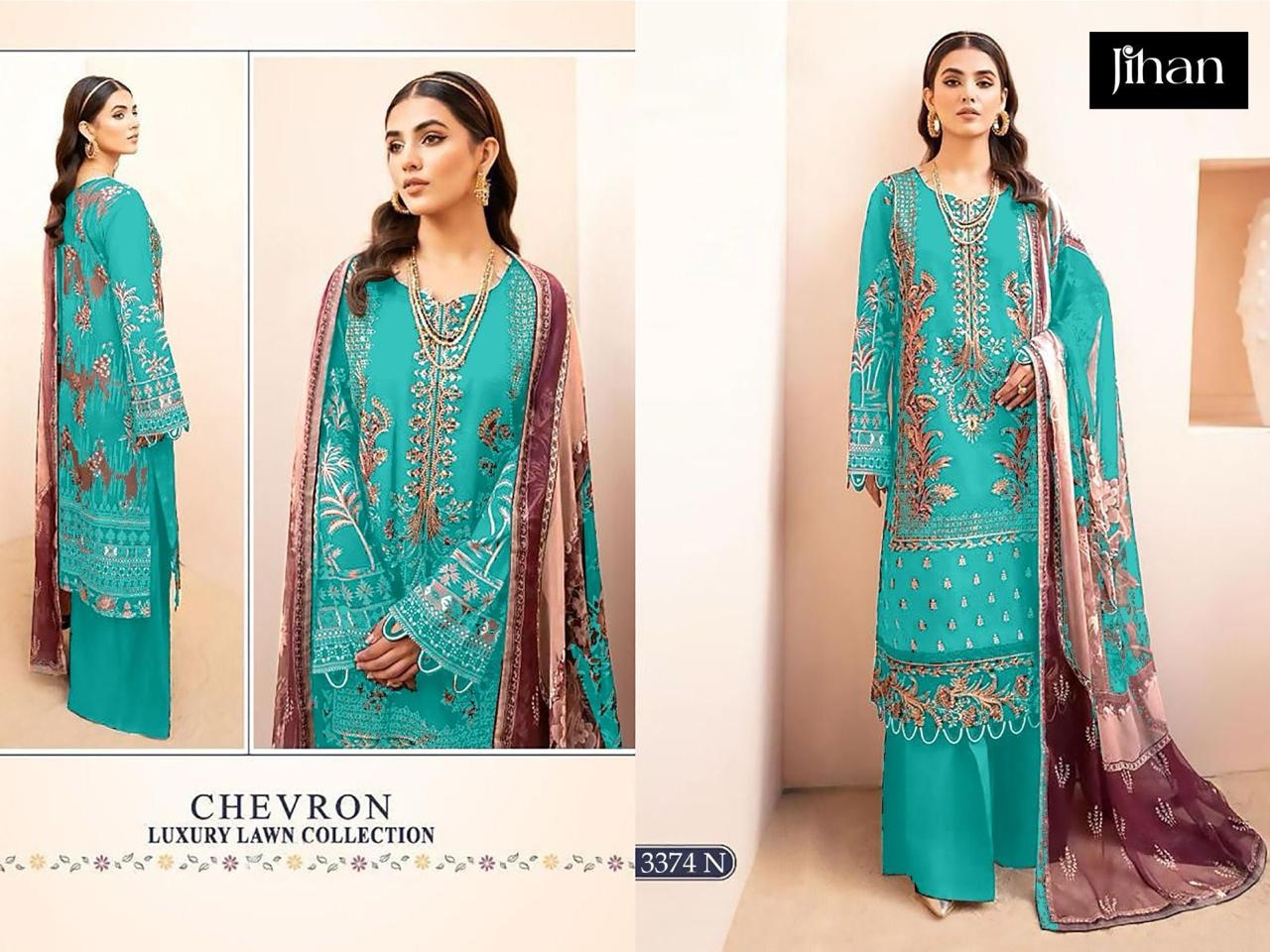 3374-N Jihan Embroidery Pakistani Patch Suits