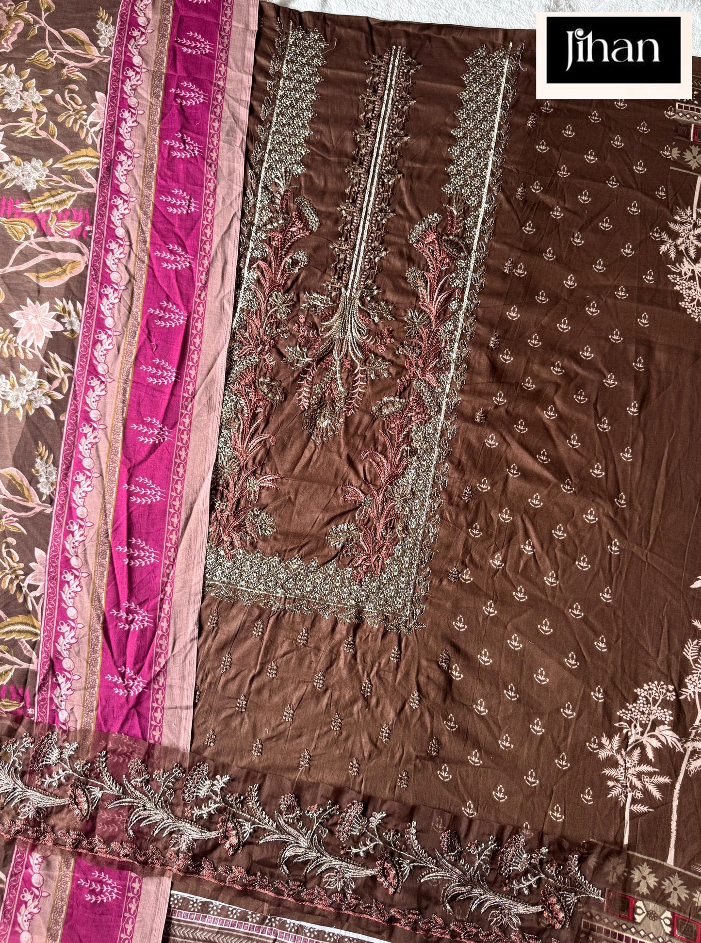 3374 I Jihan Embroidery Pakistani Patch Suits