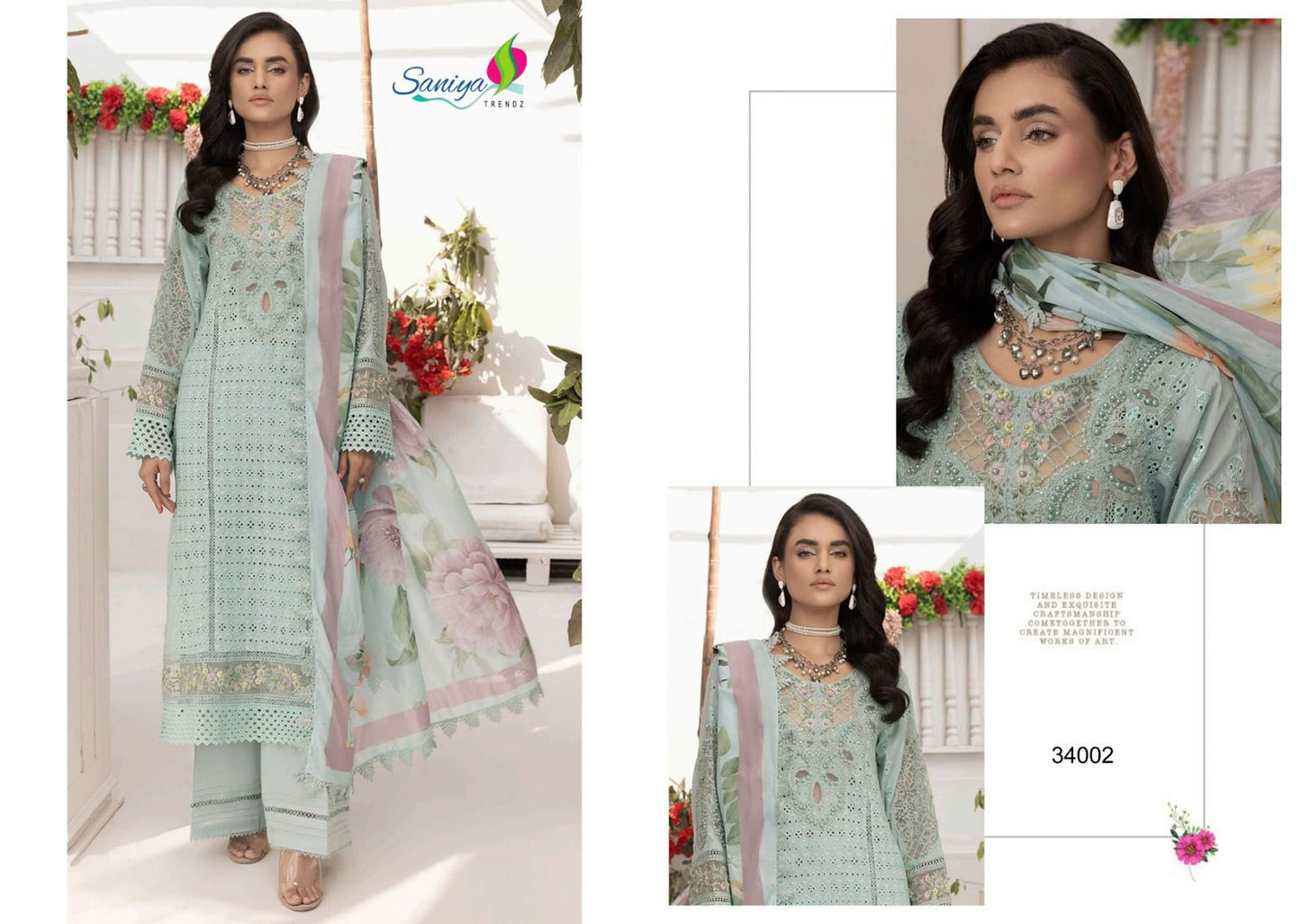 34002 Adan Libas Chikankari 34 Saniya Trendz Pure Cotton Pakistani Salwar Suits