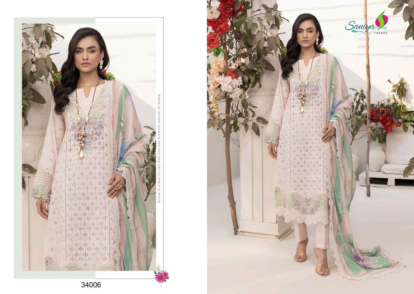 34006 Adan Libas Chikankari 34 Saniya Trendz Pure Cotton Pakistani Salwar Suits
