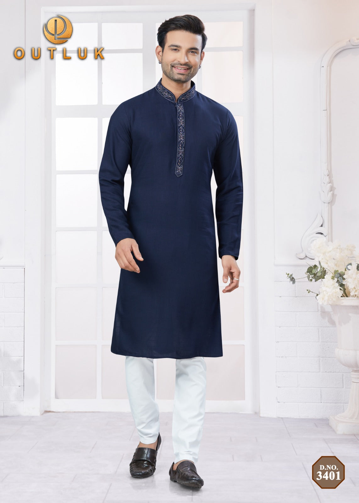 3401 Wedding Collection Vol 34 Outluk Pure Cotton Mens Kurta Pyjama