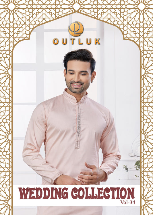 3402 Wedding Collection Vol 34 Outluk Pure Cotton Mens Kurta Pyjama